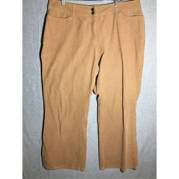 Womens Cato Corduroy Pants Bootleg Brown Casual Neutral Y2K 2000s Cottage Core - Picture 1 of 6